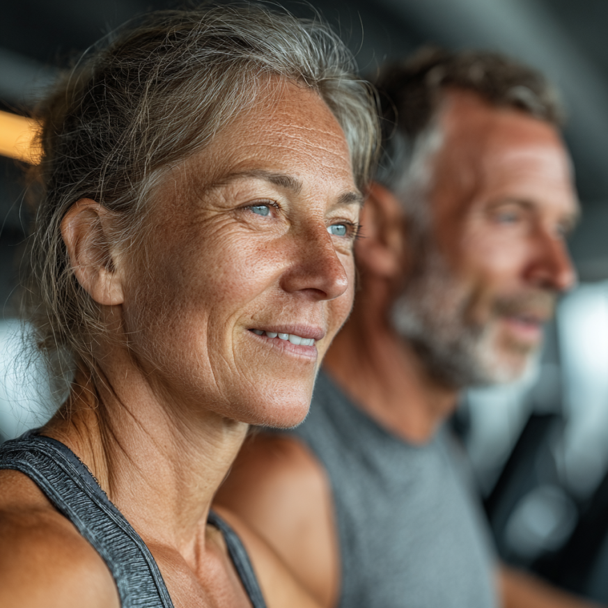 Активні літні люди займаються фітнесом