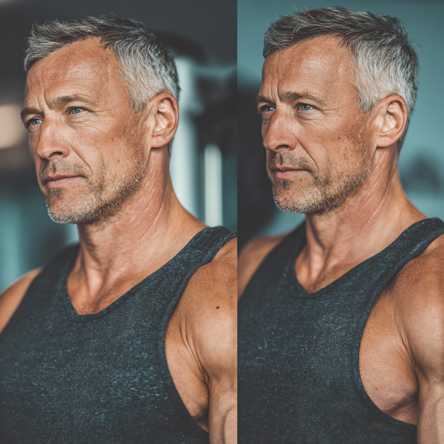 Група літніх людей займається йогою